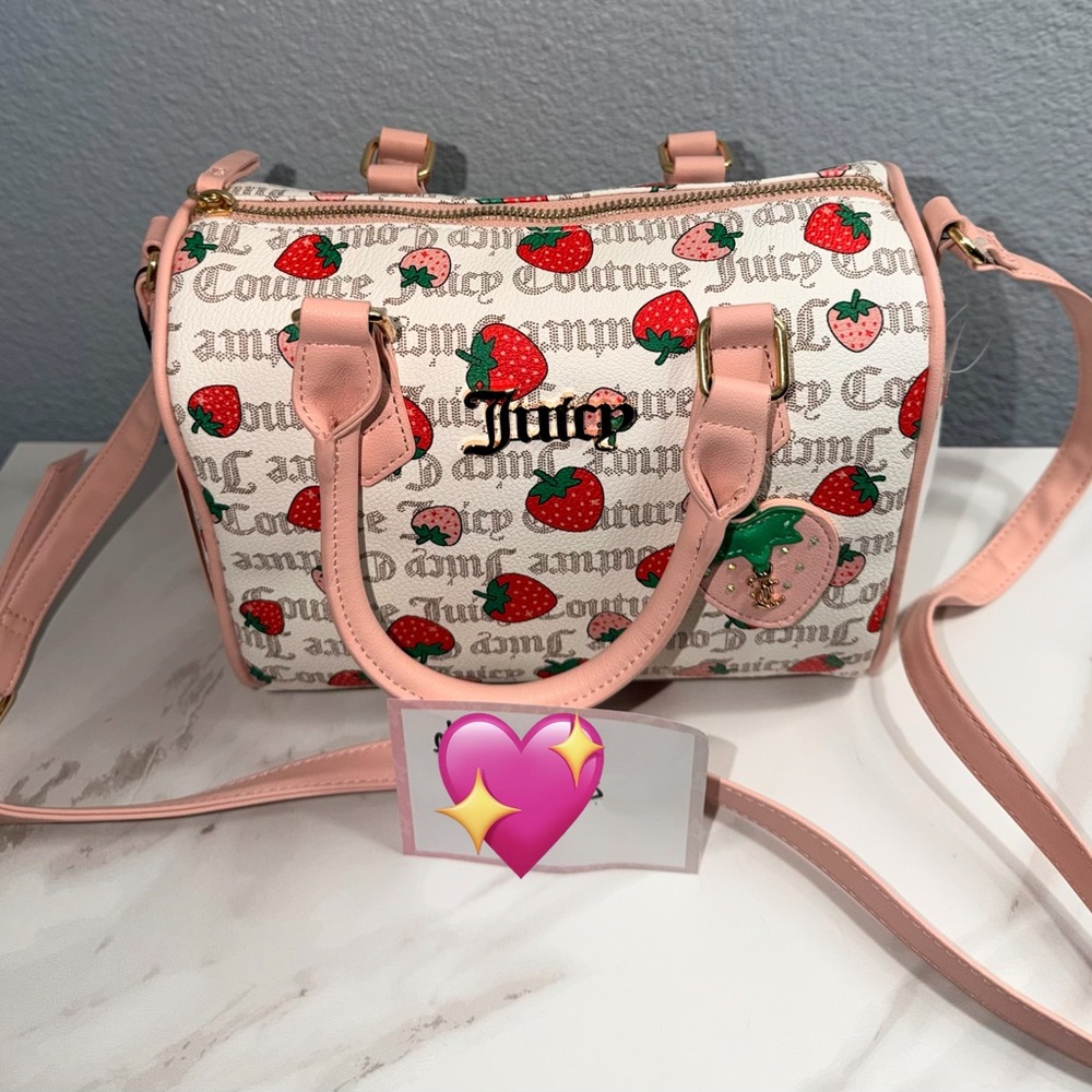 Juicy Couture Cream and Pink Strawberry Crossbody Bag
